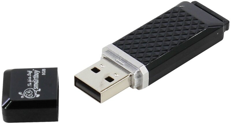 Флеш-диск 8 GB, SmartBuy Quartz, USB 2.0, черный