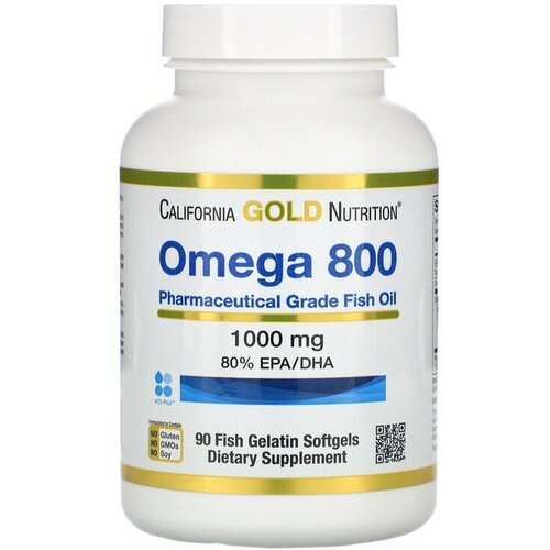 California Gold Nutrition Omega 800 - 1000 mg - 90 капсул (California Gold Nutrition)