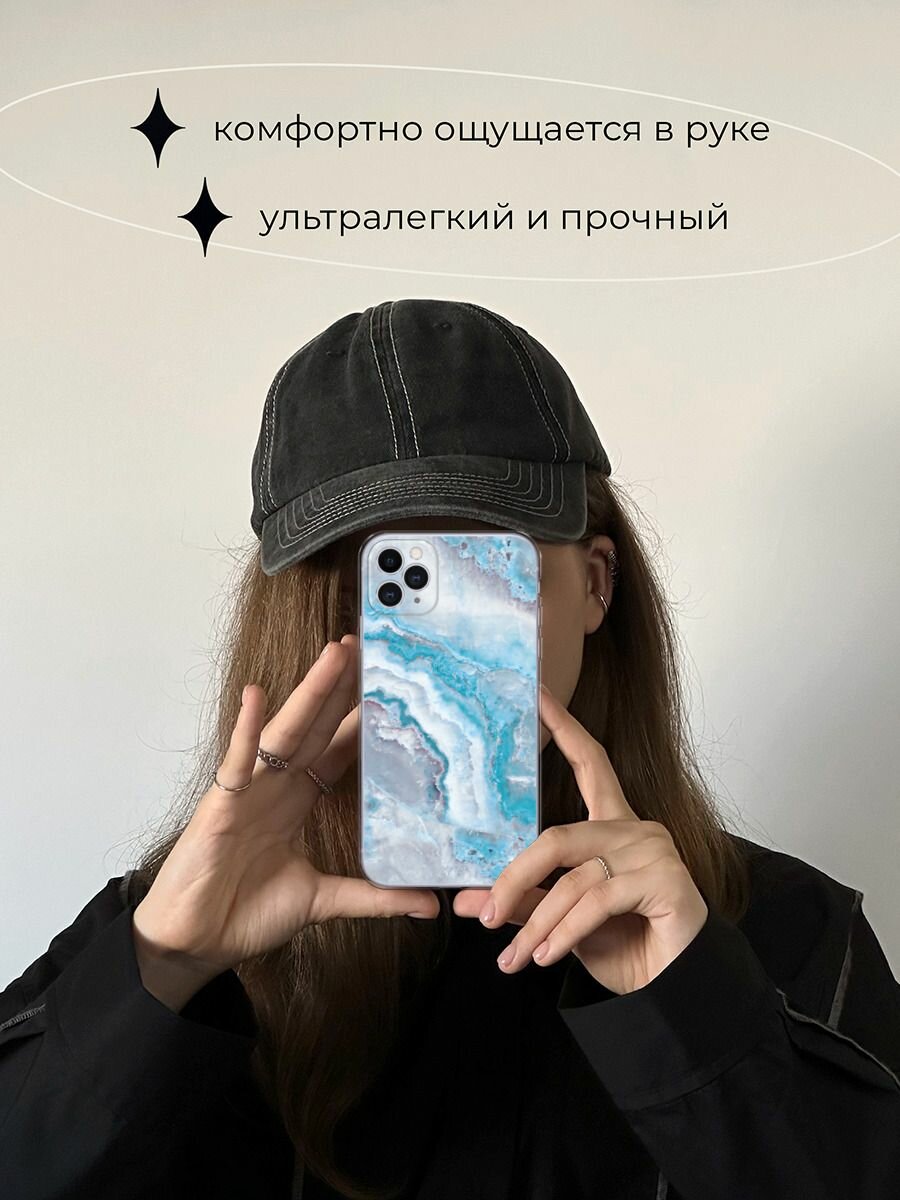 Чехол на Apple iPhone 11 Pro Max / Айфон 11 Про Макс с принтом "Нежно-голубой мрамор" — фото 1