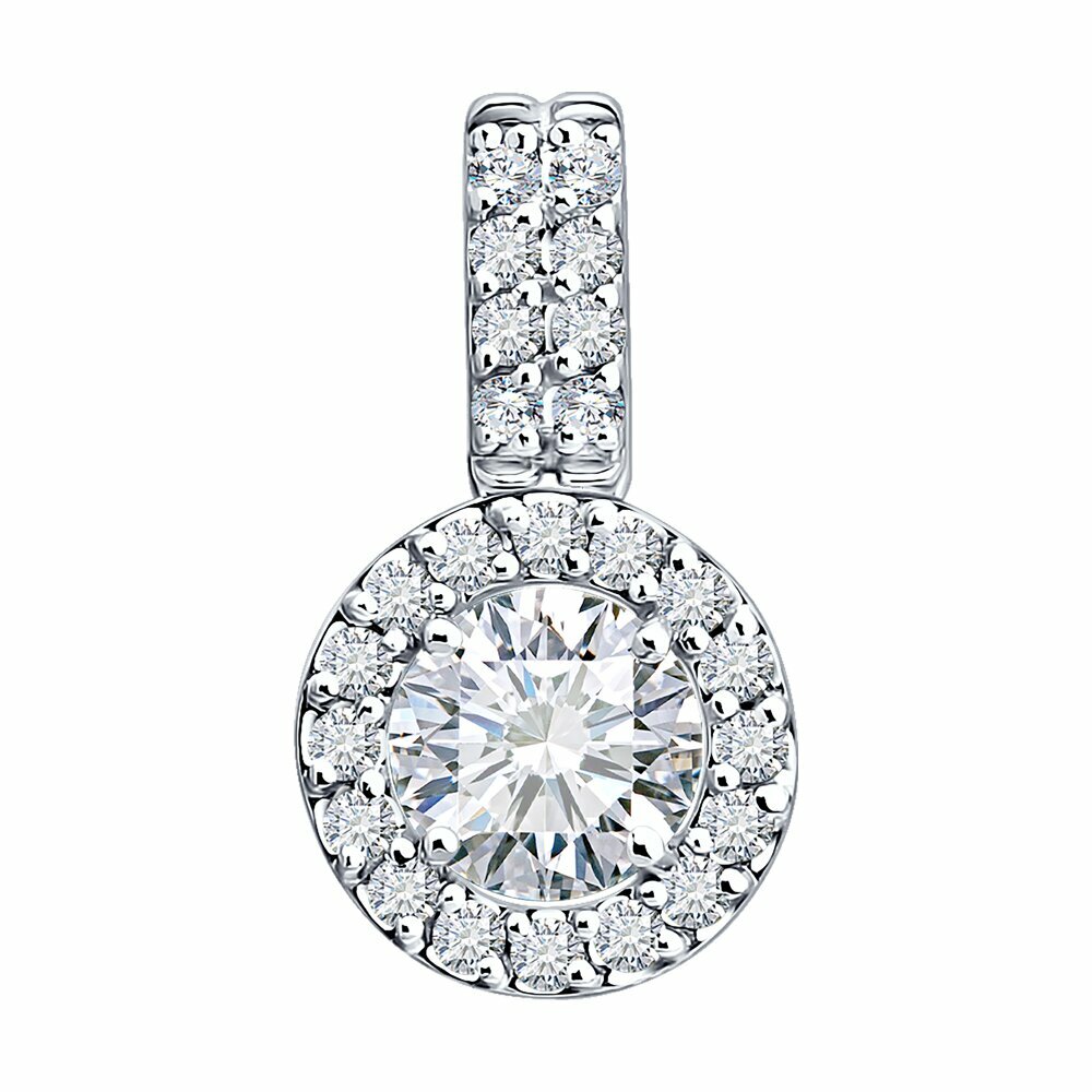 Подвеска, белое золото, 585 проба, бриллиант выращенный