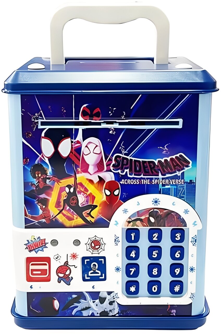 Сейф для мальчиков, с героями мультфильмов "Человек-Паук", синий, кодовый замок