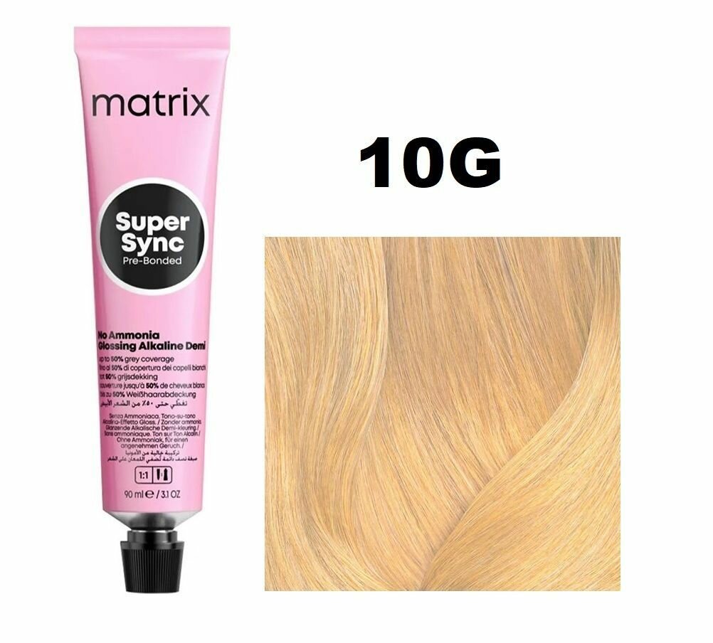 Matrix Краска без аммиака SoColor Super Sync 10G очень очень светлый блондин золотистый Pre-Bonded 90 мл Матрикс