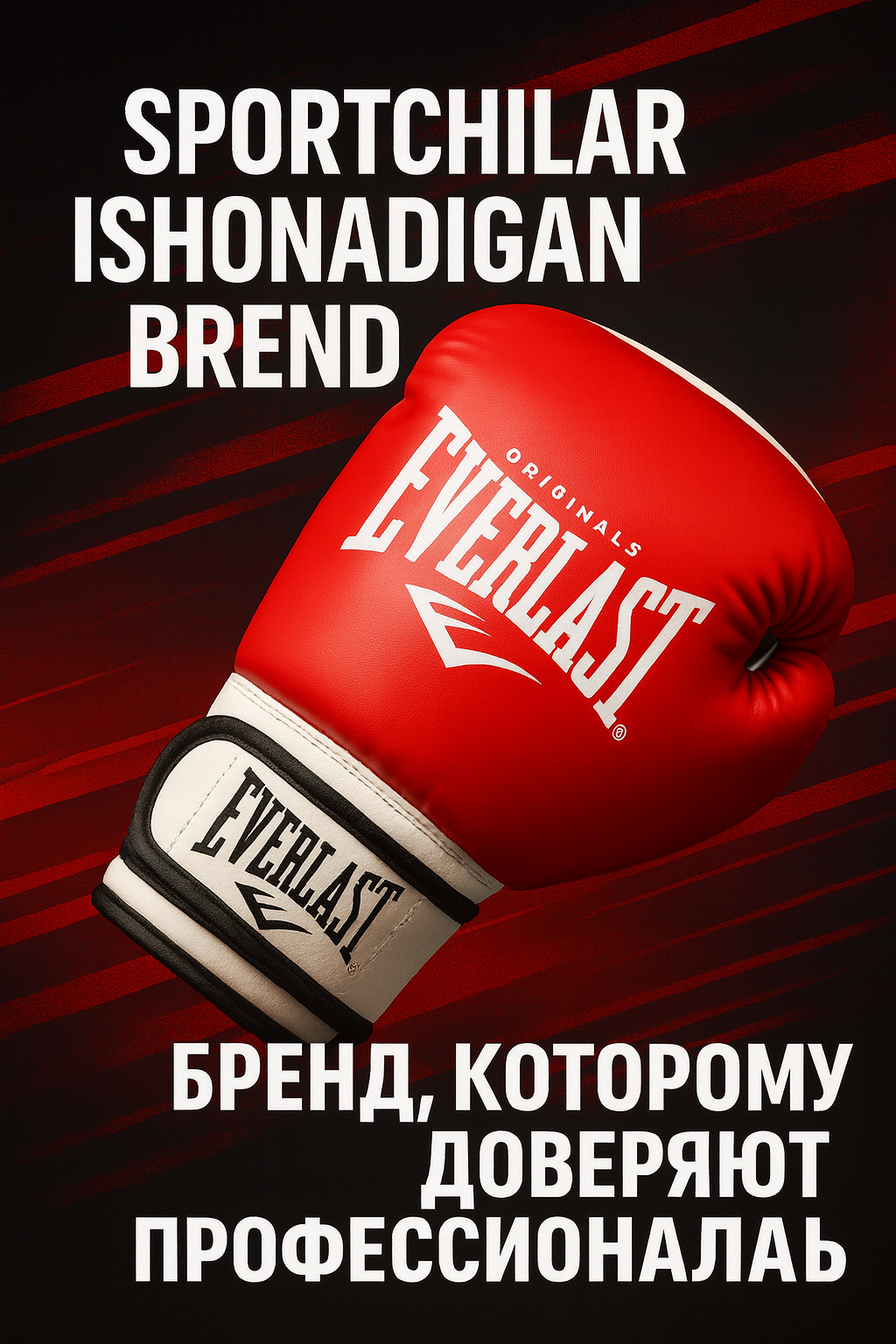Боксерские перчатки Everlast MMA, искусственная кожа, липучка, красные — фото 1