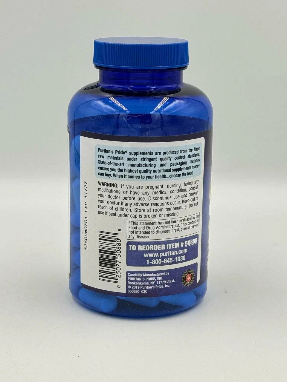 Л-Аргинин Puritan's Pride Arginine, 1000мг, 100капсул, свободная форма — фото 1