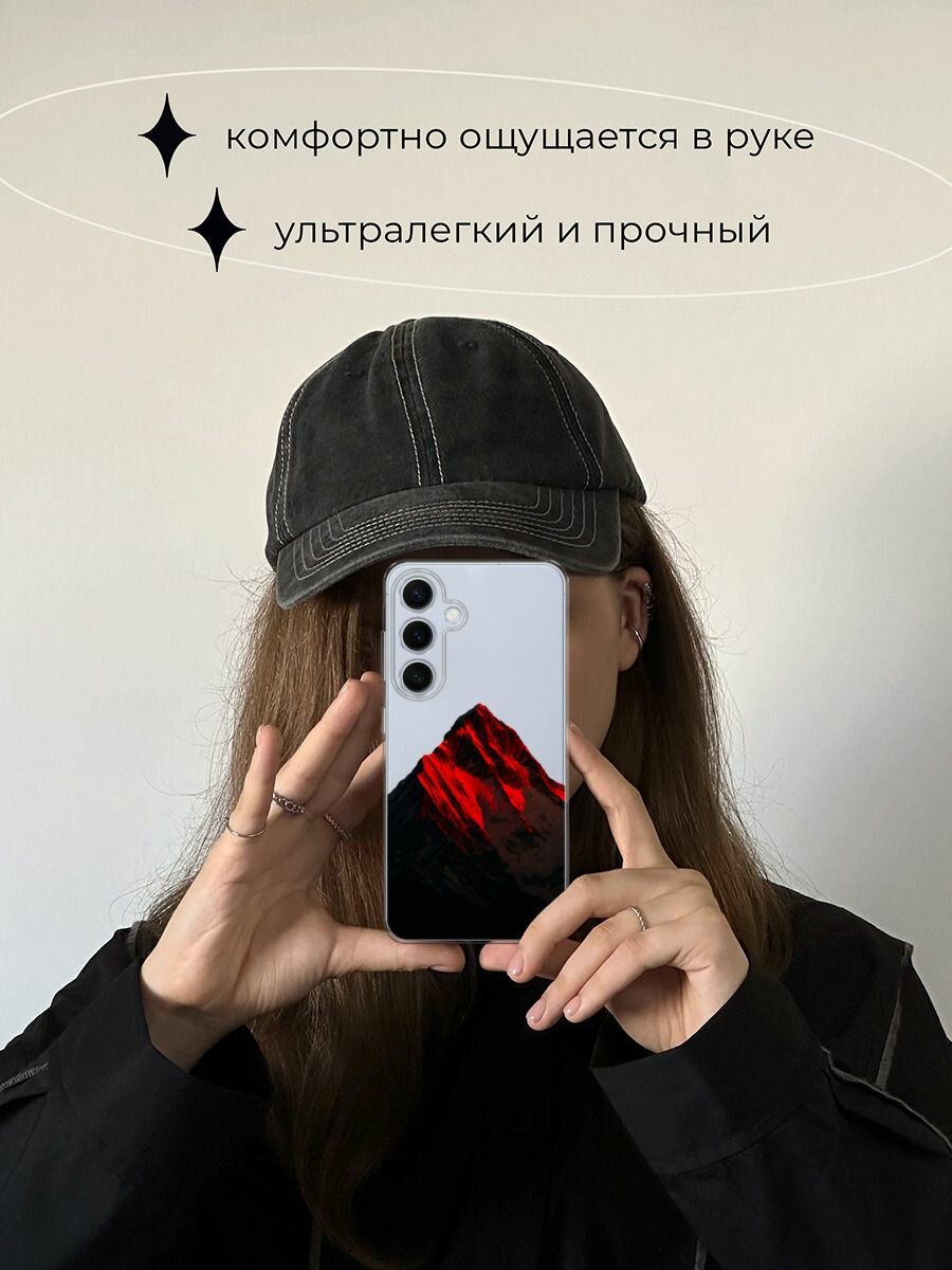 Чехол на Samsung Galaxy S24 FE 5G / Самсунг S24 FE с принтом Красная гора 2, прозрачный — фото 1