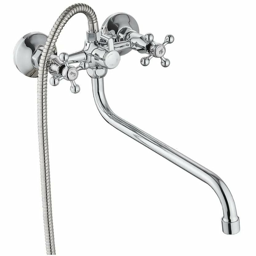 Смеситель универсальный Diadonna D226-65 хром для ванны и душа двухвентильный с поворотным изливом 460 мм