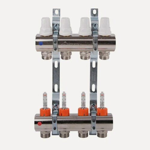 Изображение товара Коллектор с расходомерами. Ручная-терморегулирующая регулировка. Кронштейны (ICMA Италия) K013 1"x 4 87K013PJ06