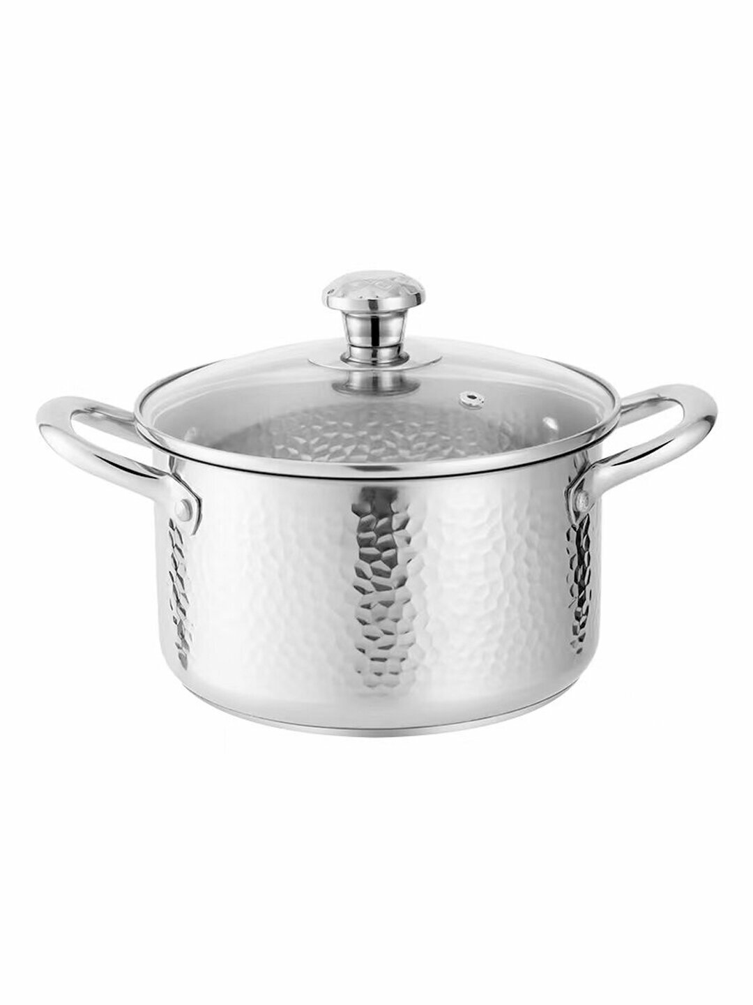 Кастрюля из нержавейки 24/32 см, молотковый дизайн, металлическая крышка - 15.7 Л