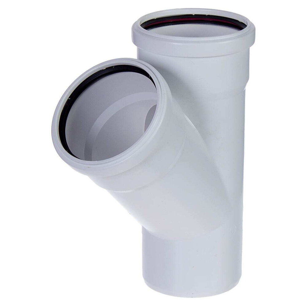 Тройник PRO AQUA 110 мм, угол 45 градусов, канализационный