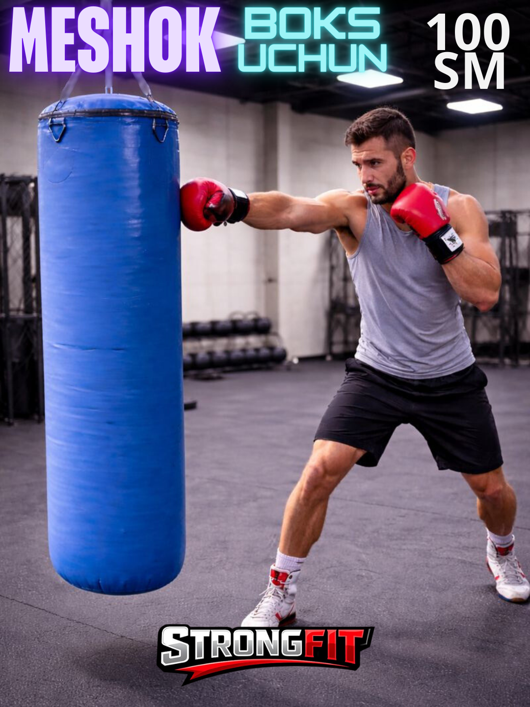 Боксерский мешок подвесной для тренировок в спортзале и дома_K_100
