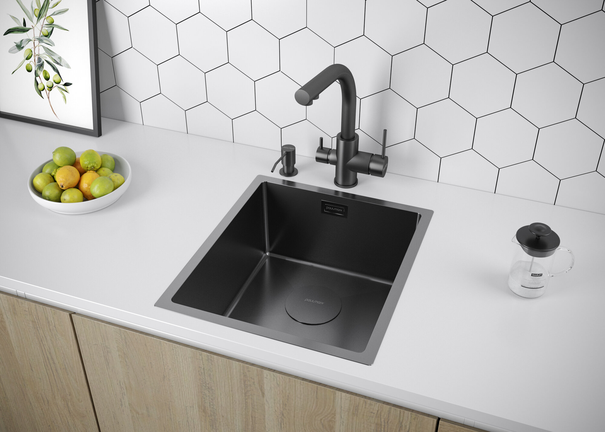 Дозатор для моющего ср-ва Paulmark REIN D002-GM вороненая сталь — фото 1