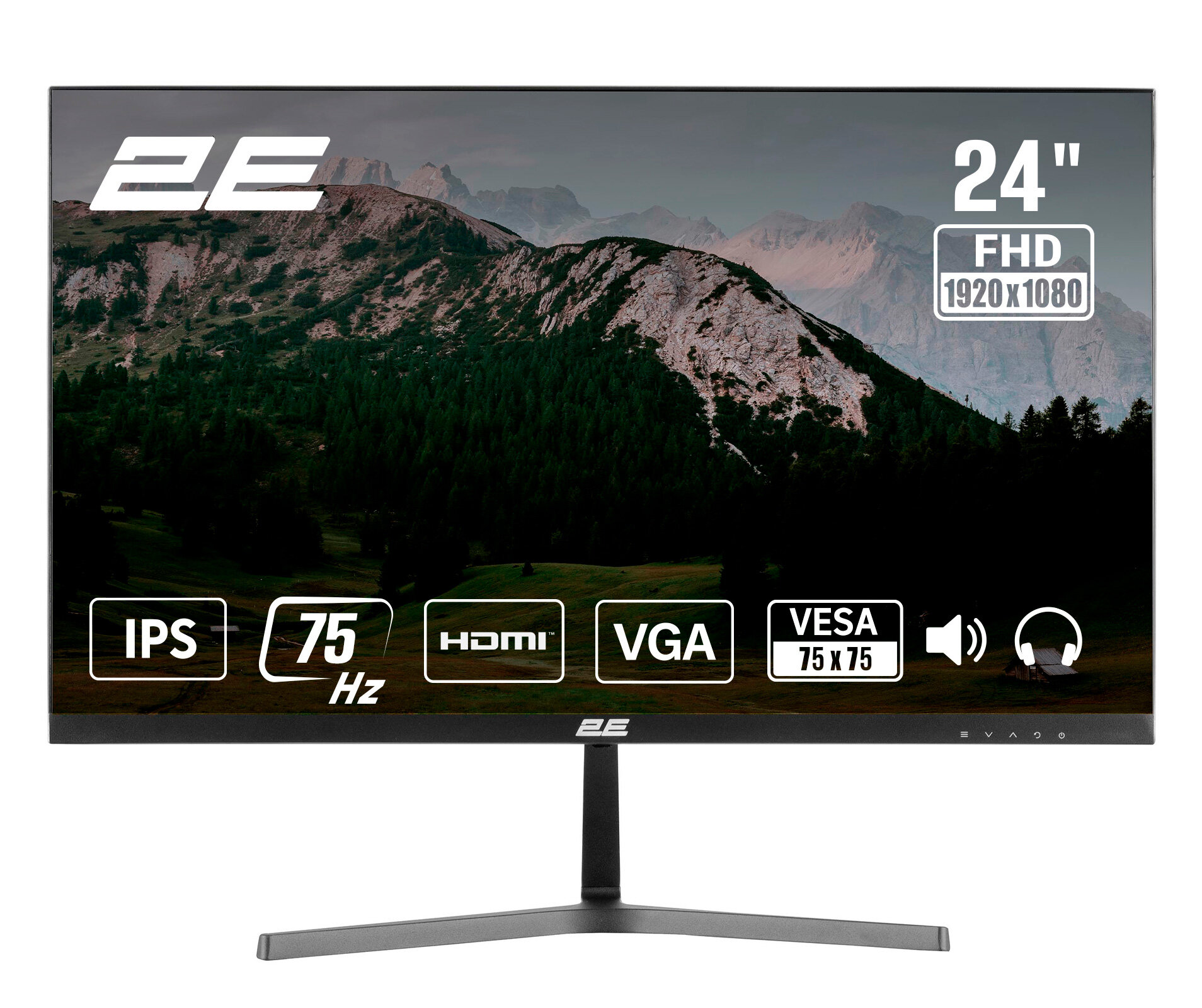 Монитор 2E 23.8" D2423B D-Sub, HDMI, MM, IPS, 75Hz, FreeSync — фото 1