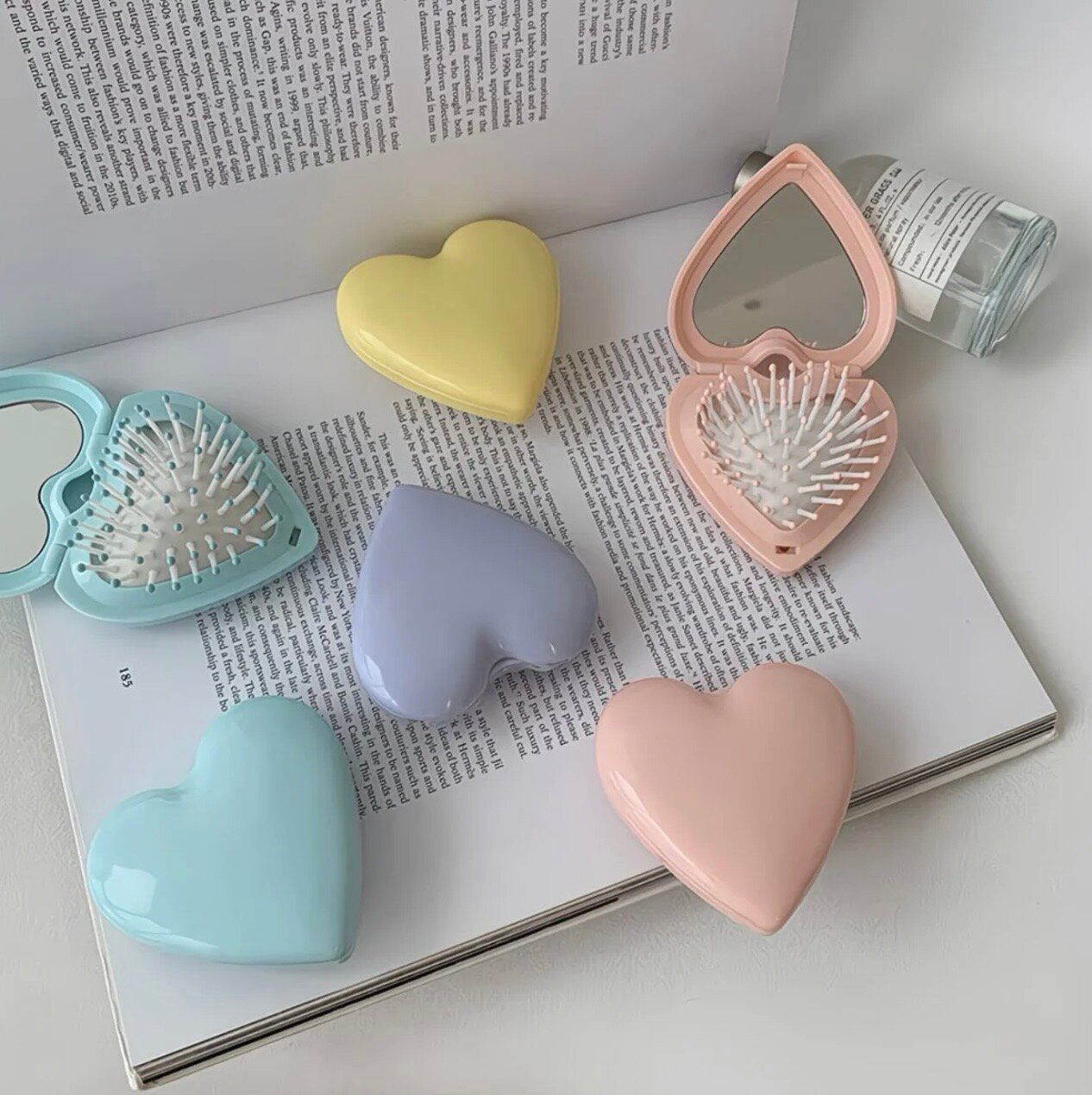 Мини расчески для волос, с зеркалом, в виде сердца — фото 1