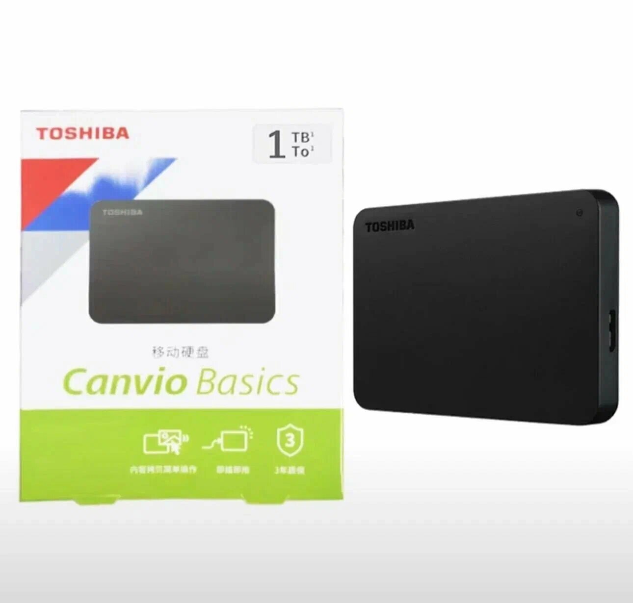 Внешний HDD Toshiba "Canvio Basics", 1ТБ, USB 2.0, ударопрочный, пластиковый корпус