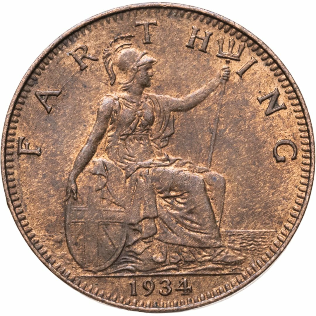 Великобритания 1 фартинг farthing 1934, Бронза, в сохранности AU