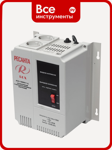 Изображение товара Стабилизатор, Ресанта, напряжения Ресанта АСН 1000 Н/1-Ц Lux 63/6/14, 3,7 кг, строя подключенных электроприборов