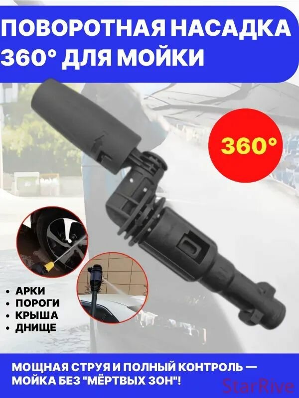 Универсальная поворотная насадка 360 для мойки высокого давления Karcher K2K7 и Lavor, насадка для автомойки и чистки фасадов