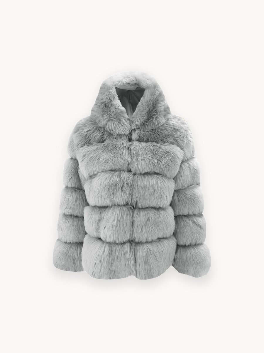 Шуба, размер 3XL, серый