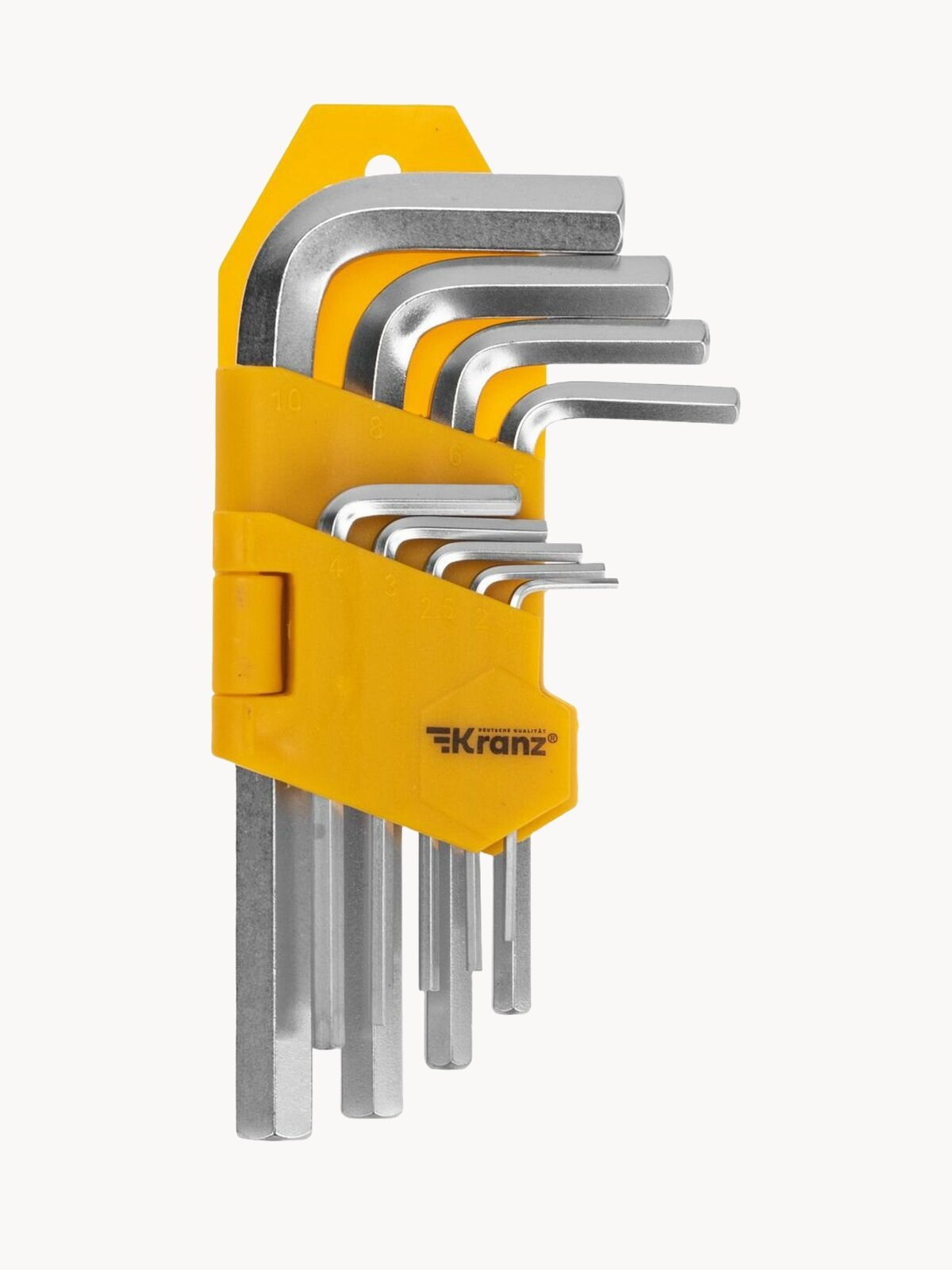 Набор из 9 штук шестигранных ключей HEX, от 1,5 до 10 мм, из стали, KRANZ