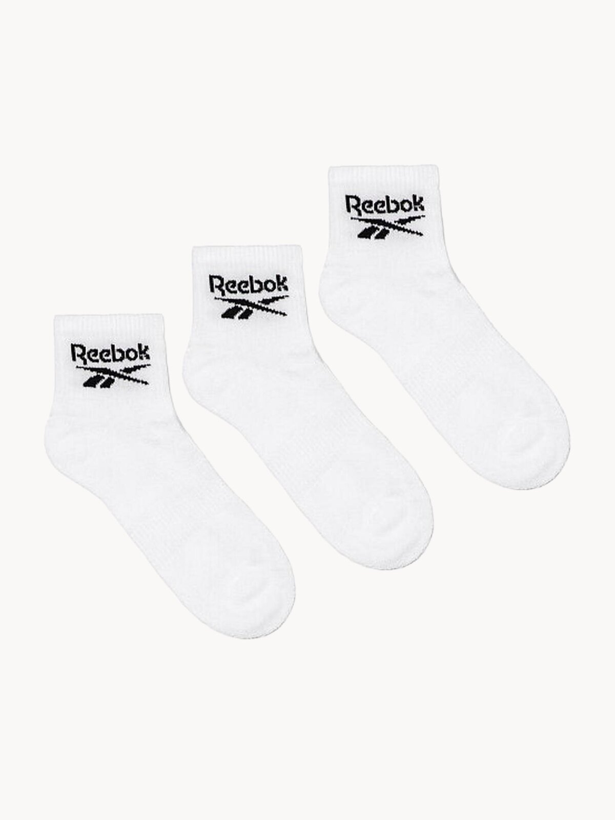 Носки Reebok Core Ankle Socks, комплект, 3 пары, размер 37/39 EU, белый