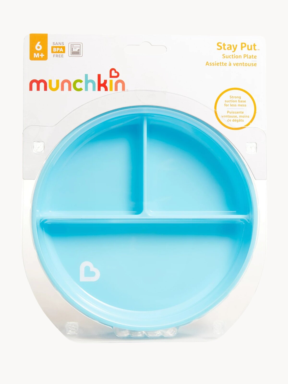 Тарелка детская на присоске секционная Munchkin, Stay Put™ голубой 6+ мес.