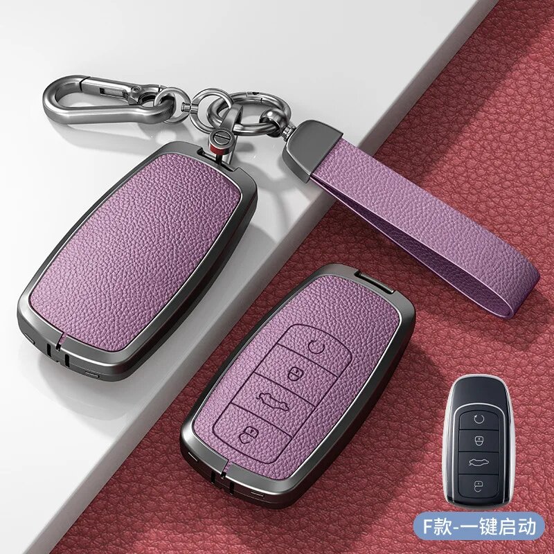 Car Key Case For Chery Car Tiggo 9 8Pro Explore 06 7 Arrizo 8Plus Kunpeng Omoda 5 Leather Key Cover And hanging rope