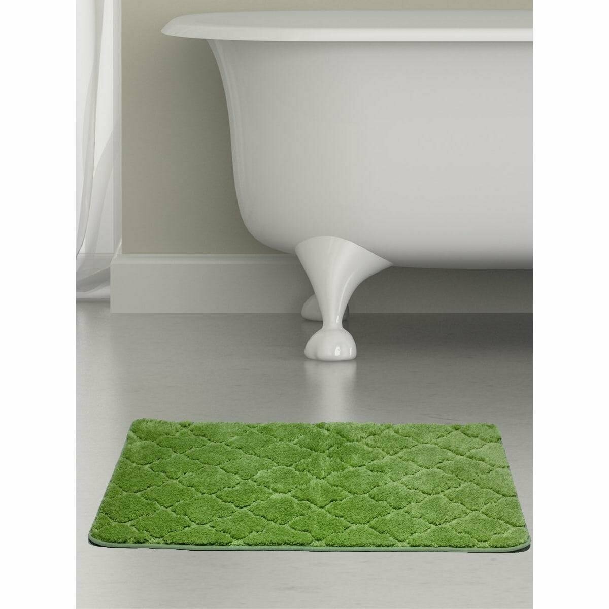 Коврик для ванной Лана 70х120 см цвет зелёный - фотография № 7