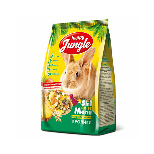 Корм для кроликов Happy Jungle. 0,4кг корм для кроликов happy jungle 400г