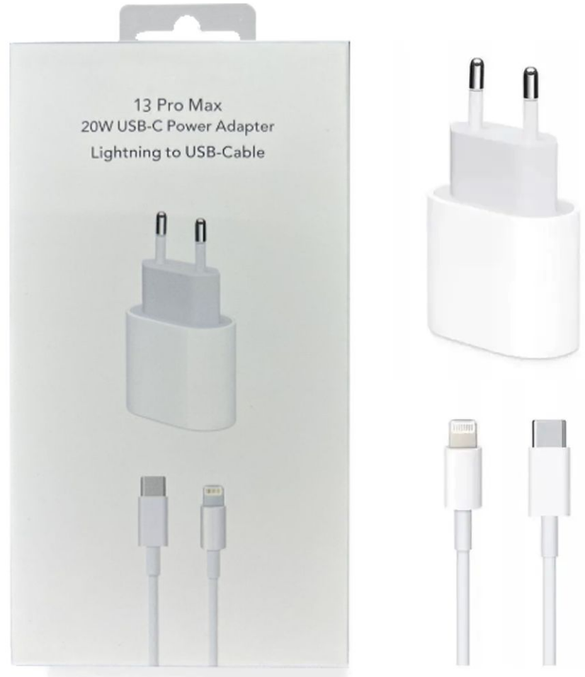 Зарядное устройство для Apple IPhone/IPad/Air Pods 20 Вт/Адаптер + кабель Type-C - Lightning в комплекте/Быстрая зарядка 20W