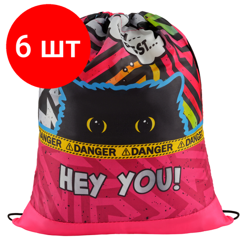 мешок для обуви 1 отделение artspace spy cat 340 420мм 350823 Комплект 6 шт, Мешок для обуви 1 отделение ArtSpace Spy Cat, 340*420мм