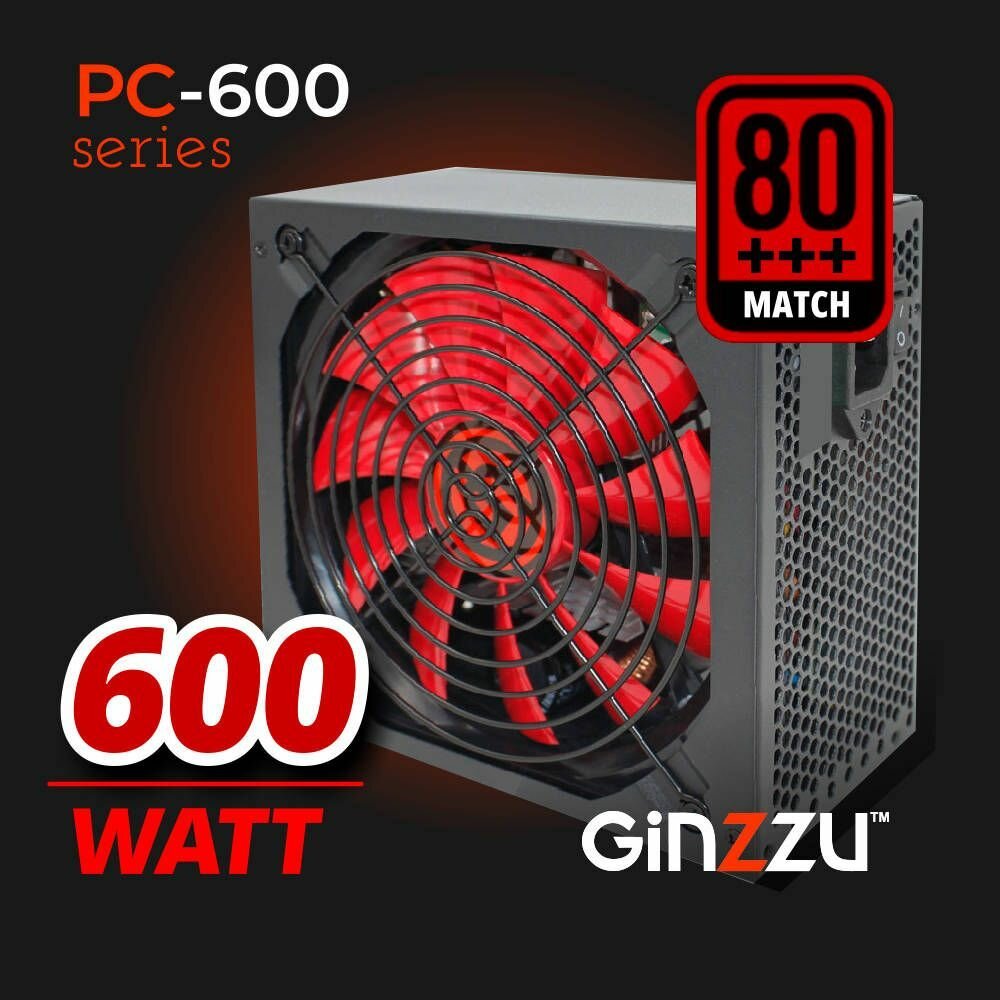 Блок питания Ginzzu PC600 14CM 80+. Гарантия 3 года.