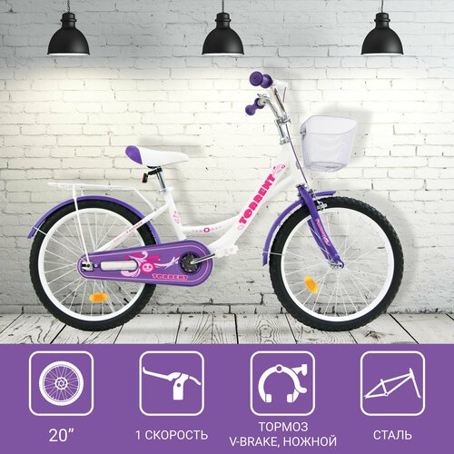 Детский велосипед TORRENT Fantasy детский-подростковый 1 скор рама сталь колеса 20 корзина 699000₽