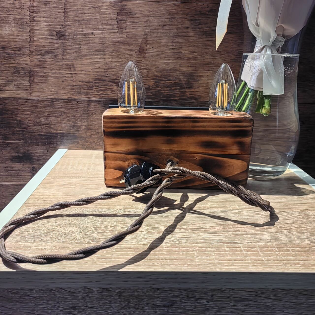 фото Настольный светильник свеча Лофт 10*18*5 см