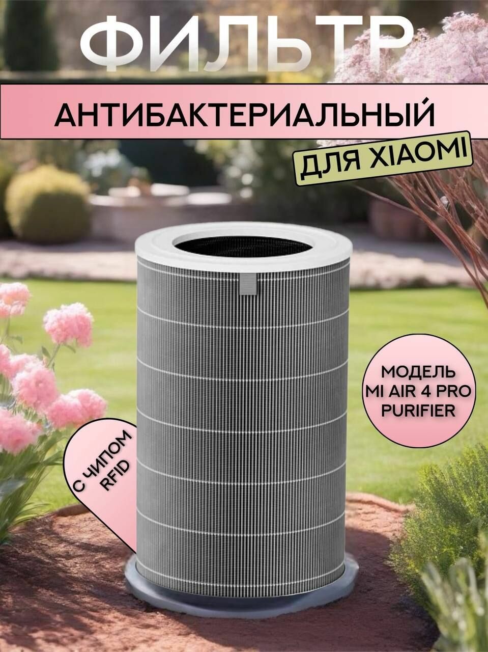 Фильтр для очистителя воздуха Xiaomi Smart Air Purifier 4 Pro антибактериальный (Серый) HEPA H12 c чипом RFID (BHR5062GL M15R-FLP-GL AC-M15-SC)