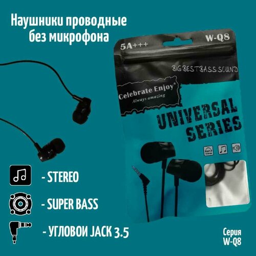 Наушники с угловым разъемом 35 мм без микрофона проводные 200₽