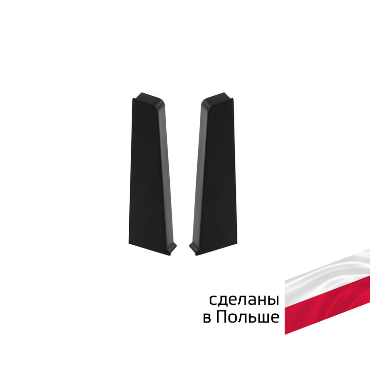 Заглушка для плинтуса ПВХ Cezar Hi-Line Prestige 75 мм черный матовый М 090 2 шт.