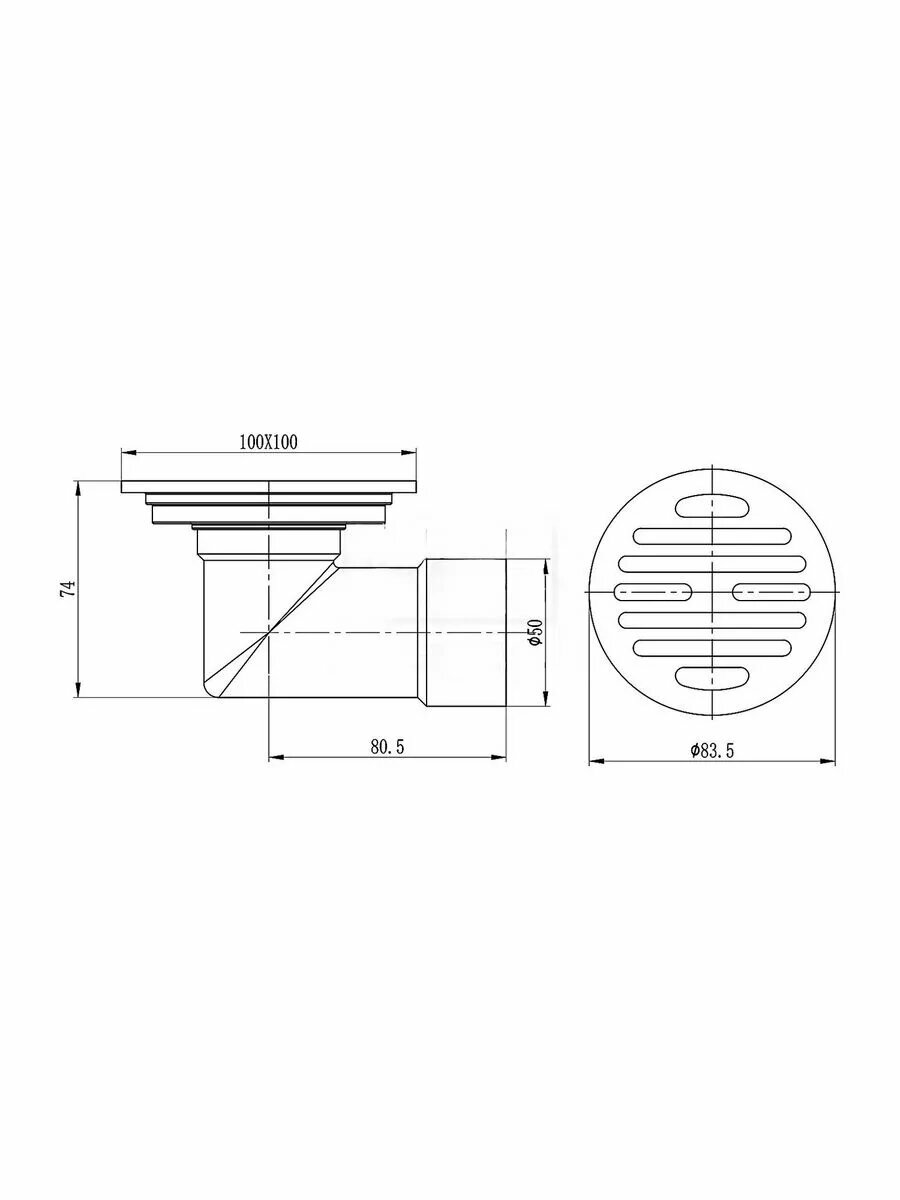 Трап для душа Raglo, R605.10, угловой, латунный, с выпуском, сухой затвор, цвет хром — фото 1