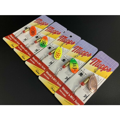 Блесны вертушки Мепс Aglia и Black Fury 5шт размер №3