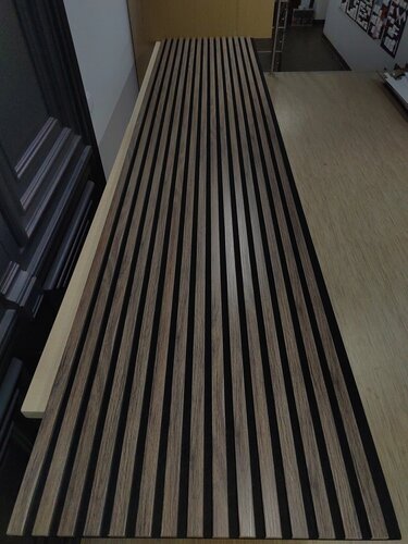 Изображение товара Реечная акустическая панель INDECO, 2750х600х19мм, ПЭТ/МДФ, черный/дуб Лацио