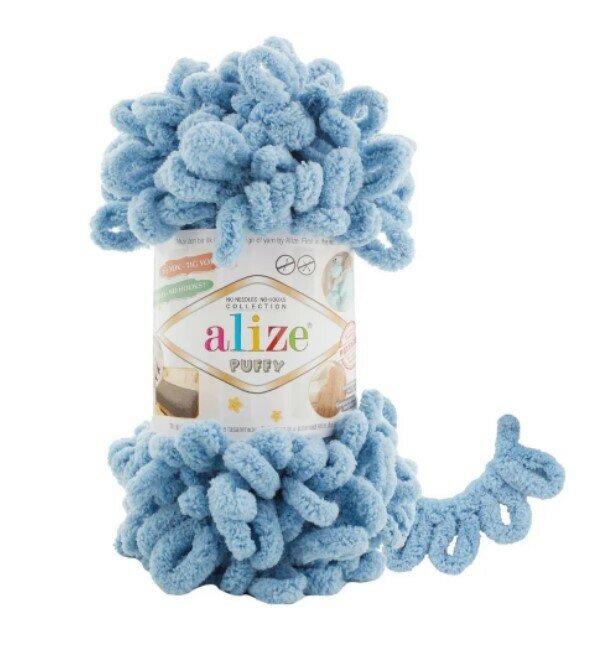 Пряжа Alize Puffy средне-синий (835), 100%микрополиэстер, 9м, 100г, 5шт