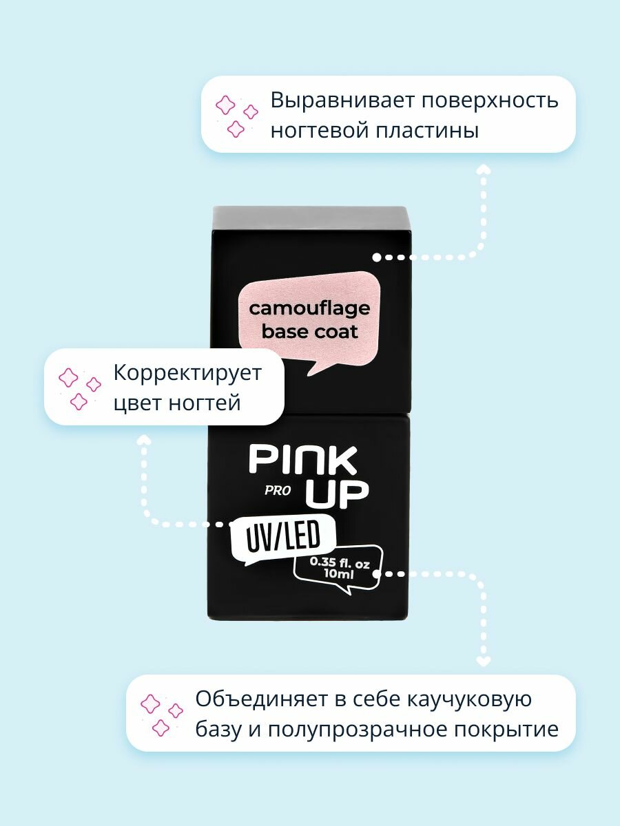 Камуфлирующая база для ногтей UV/LED PINK UP PRO camouflage base coat тон 01 10 мл — фото 1
