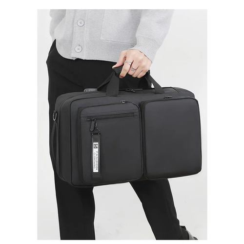 Рюкзак-трансформер городской с отделением для ноутбука и внешними карманами, 28х12х45 см, черный