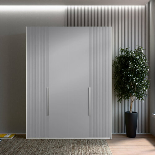 Шкаф Нелке МДФ четырехсекционный Светло-серый DM811-6Т глянец - Белый Фасадный 0101 19045220 78460₽