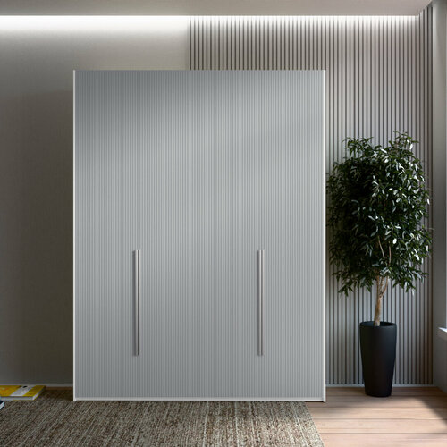 Шкаф Эдель МДФ четырехсекционный Светло-серый DM811-6Т глянец - Белый Фасадный 0101 190*45*220