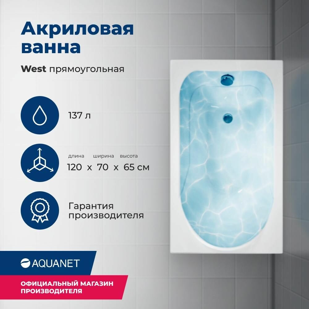 Ванна Aquanet West 120x70 (с каркасом)