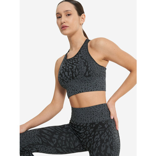фото Топ спортивный demix highflow seamless longline, размер 46, черный/серый