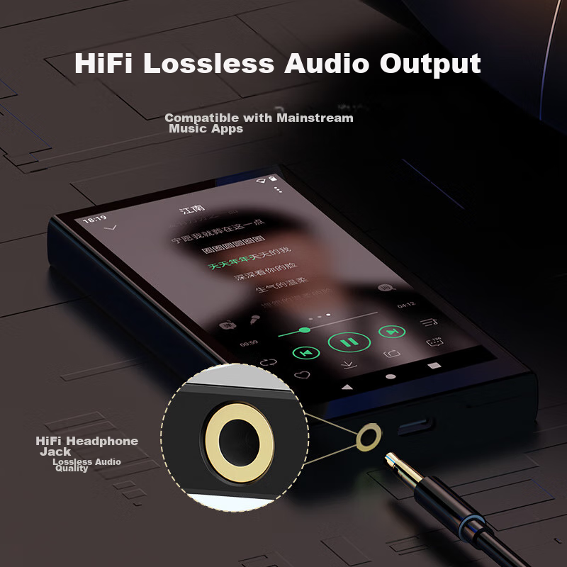 Музыкальные Плееры Xiaomi Цифровой плеер Rui Zu Z90 MP3/MP4 Music Player, WiFi, 4+64GB RAM, Android 10.0, MP5, Bluetooth, 4" Touchscreen, black