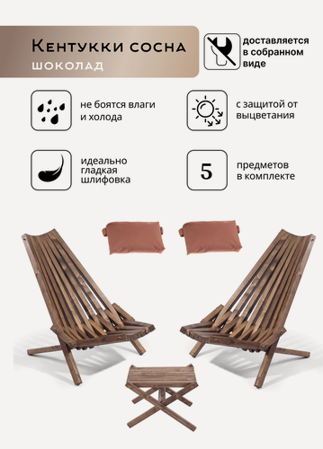 Изображение товара Комплект кресел Кентукки, Комплект шезлонг из дерева, Кресло Кентукки из сосны, Шезлонг Кентукки,