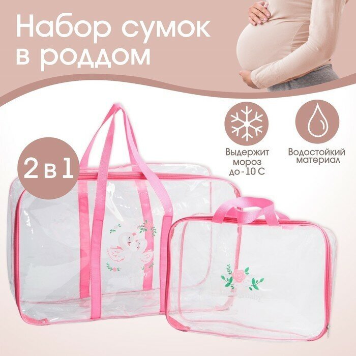 Mum&Baby Набор сумка в роддом и косметичка «Лебеди»