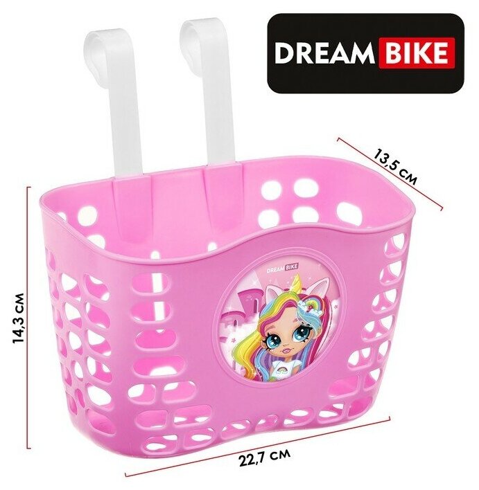 фото Корзинка детская на велосипед, цвет розовый